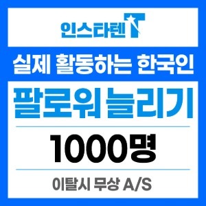 실제 활동하는 한국인 팔로워 1,000명